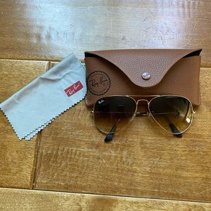Ray-Ban gold and brown aviators